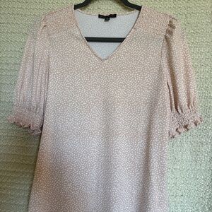 Adrianna Papell Blush Pink/Peach Smocked Blouse Like New Size S